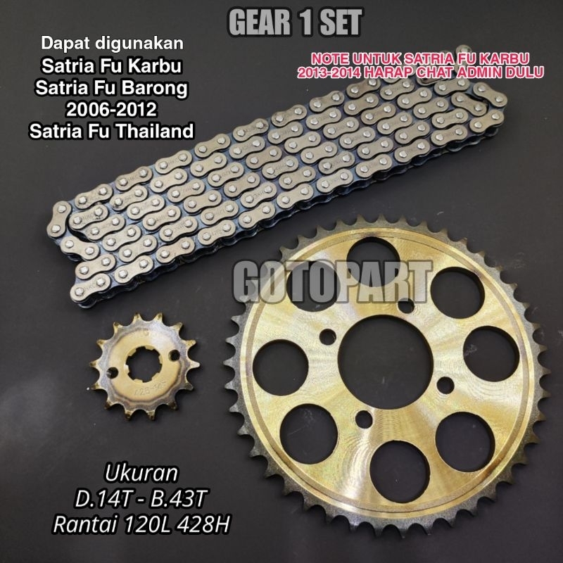 Gear set Satria Fu Karbu satria Fu barong 2006-2012 Gigi tarik gearset girset model sss satria Fu