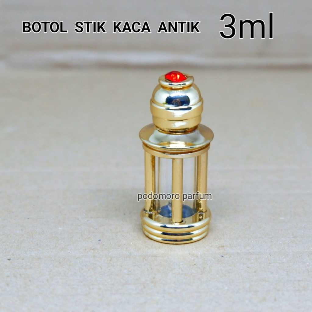 Botol Antik Parfum Oles Tola Stik Kaca Permata Unik 3ml Kosong