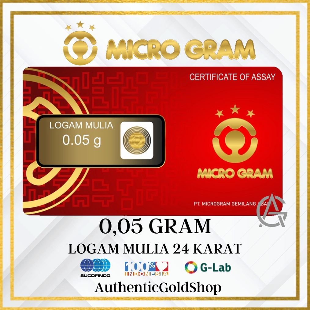 12.12 Fasion sale Emas MicroGram 0,05gram Logam Mulia 24 Karat Original Product Mini Gold Mini Gram 