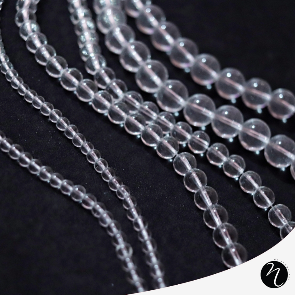 Manik Bulat Kaca Bening 4mm 8mm 12mm Per String Untuk DIY Perhiasan