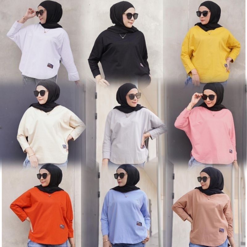 Top Badwing Gyl Authentic Atasan Kaos Wanita Lengan Panjang Model Terbaru