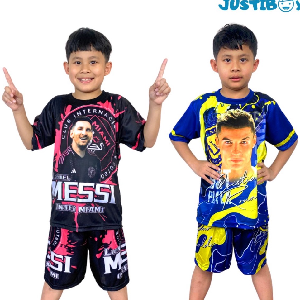 [Star] Setelan Baju Bola Anak Messi Inter Miami / Jersey Anak Ronaldo Al Nassr Usia 2 -11 tahun .,.,