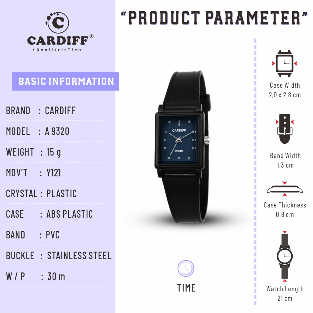 CARDIFF Analog A 9320 Jam Tangan Casual Cewek Water Resist