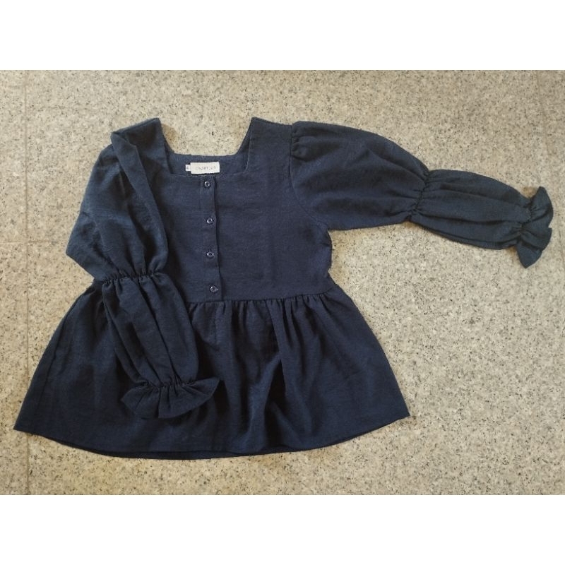 Tunik wanita Navy Biru Dongker brand CHAPTER9 Preloved like new
