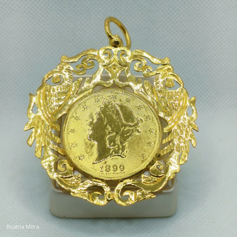 Perhiasan Liontin Koin Ringgit Lapis Emas