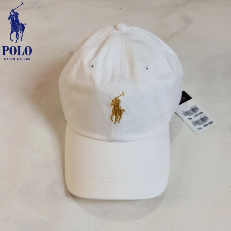 topi/caps Polo Ralph Lauren-putih logo gold-original BNWT