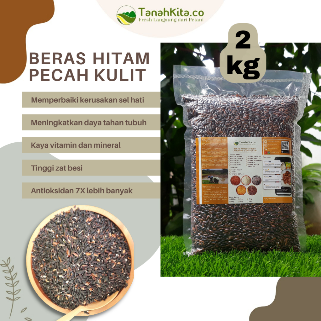 

Beras Hitam Pecah Kulit FRESH diambil langsung dari Petani (2kg vacum)