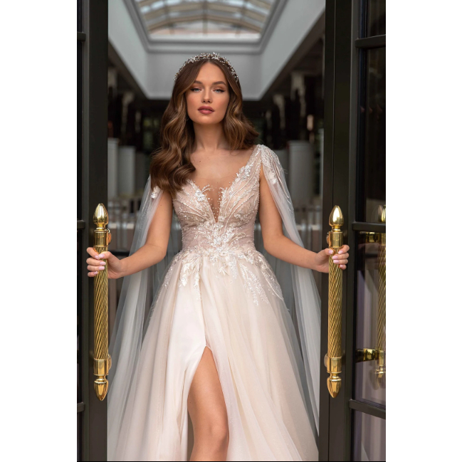 A-LINE WEDDING DRESS 3-D FLOWER BRIDAL DRESSES FAIRY WEDDING DRESS