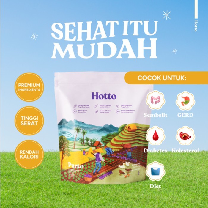 

hotto purto MULTIGRAIN DIET SEHAT RENDAH KALORI 1 POUCH ISI 16 SACHET