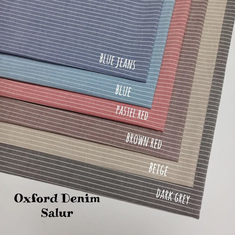 (HARGA 0,5m) KAIN KATUN CHAMBRAY OXFORD DENIM SALUR / GARIS-GARIS/STRIPE