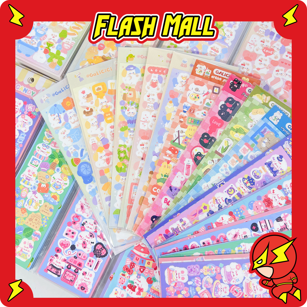 

FLASHmall Sticker Waterproof Kartun Bear Rabbit Hologram Stiker Motif Beruang Dan Kelinci Korea Anti Air S092