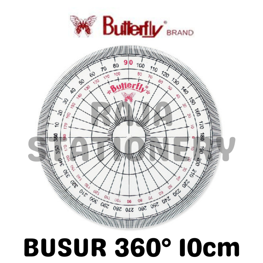 

Butterfly Protractor 360° ROUND / Penggaris Busur Derajat 360° Butterfly 10cm Bulat
