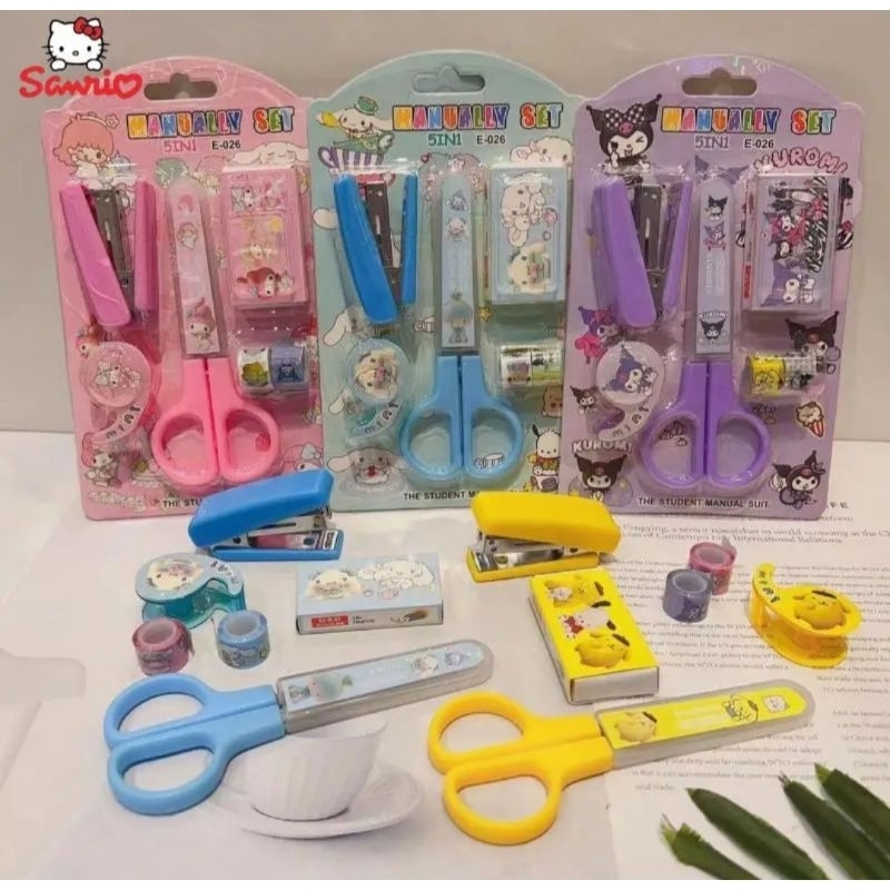

Lovely- Gunting set isi 5 / ATK sekolah 5in1 murah