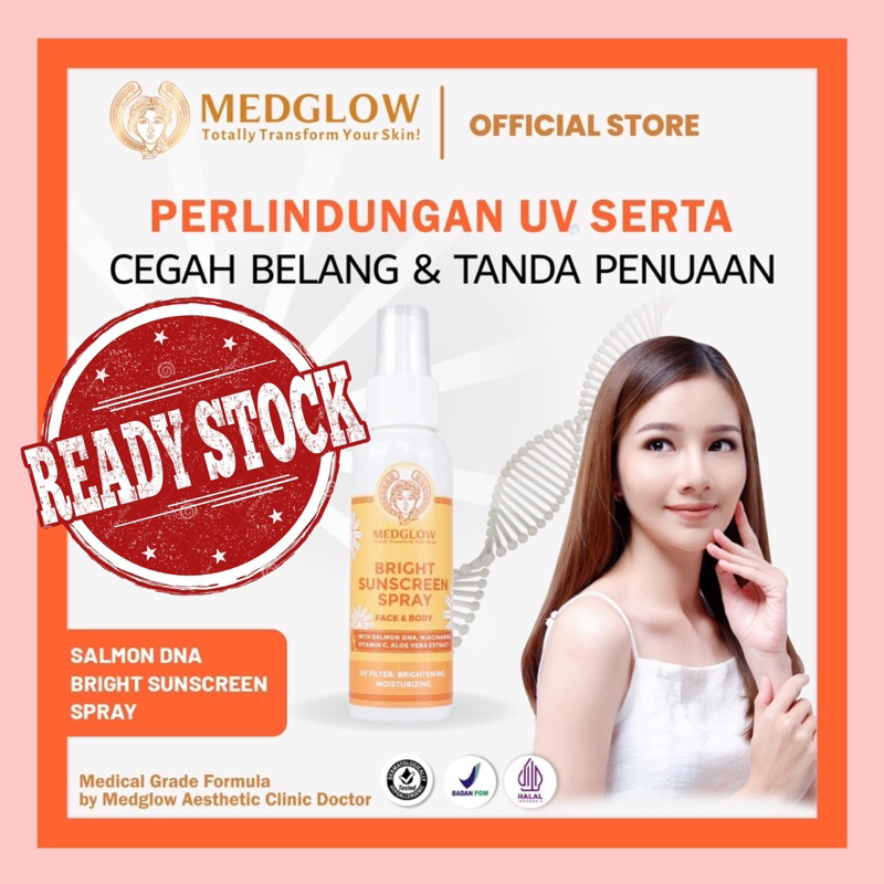 We Are Back MEDGLOW Sunscreen Spray SPF 50 PA+++ SALMON DNA BRIGHTENING 100 ML UV A UV B PROTECTION 