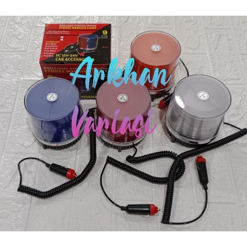 Lampu Blitz Rotary 9 Mode Flash 12 Volt 24 Volt