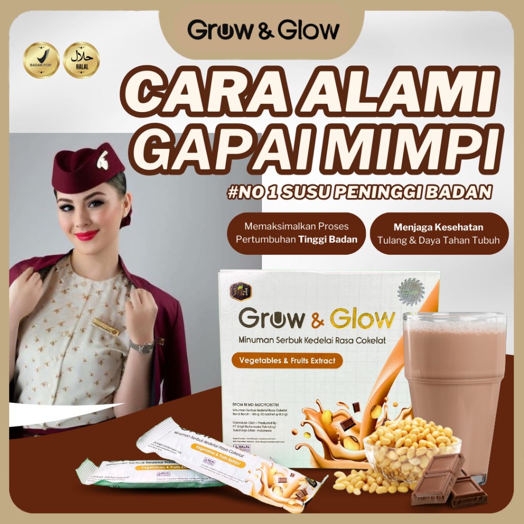 

Grow And Glow Susu Peninggi Badan Dewasa 20 Tahun Keatas Susu Kedelai Bubuk Protein Tulang Dan Sendi 5 Kali Lebih Ampuh Meninggikan Badan