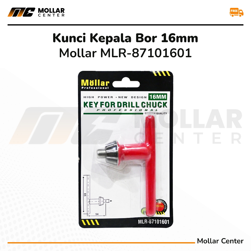 Kunci Kepala Bor 16mm MOLLAR Key For Drill Chuck Merah / Kunci Kepala Bor Drill 16 mm Mollar