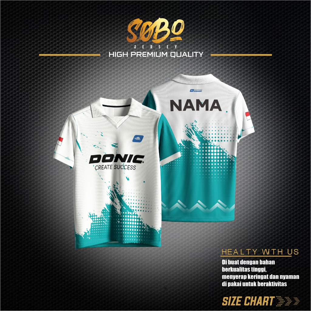 Jersey Pingpong | Baju Tenis Meja | Jersey Tenis Meja Donic Printing Custom Free Name Set