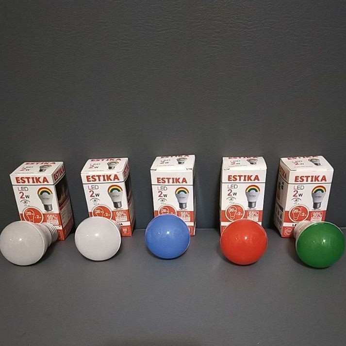 LAMPU LED WARNA ESTIKA 2 WATT BOHLAM LAMPU LED WARNA WARNI