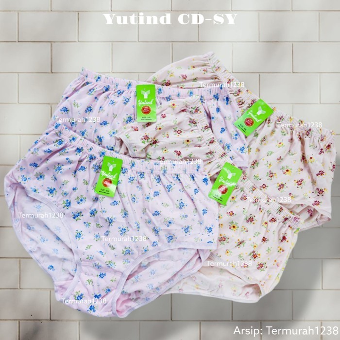 Celana Dalam Wanita Dewasa | CD Yutind | Bahan Katun Motif Sablon Meresap Keringat | Model Jadul