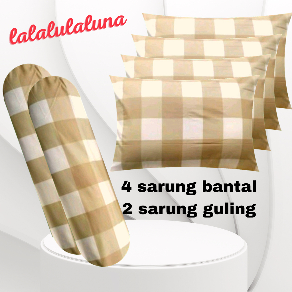 Sarban sargul isi 6pcs 4 sarung bantal dan 2 guling motif marble bahan katun halus