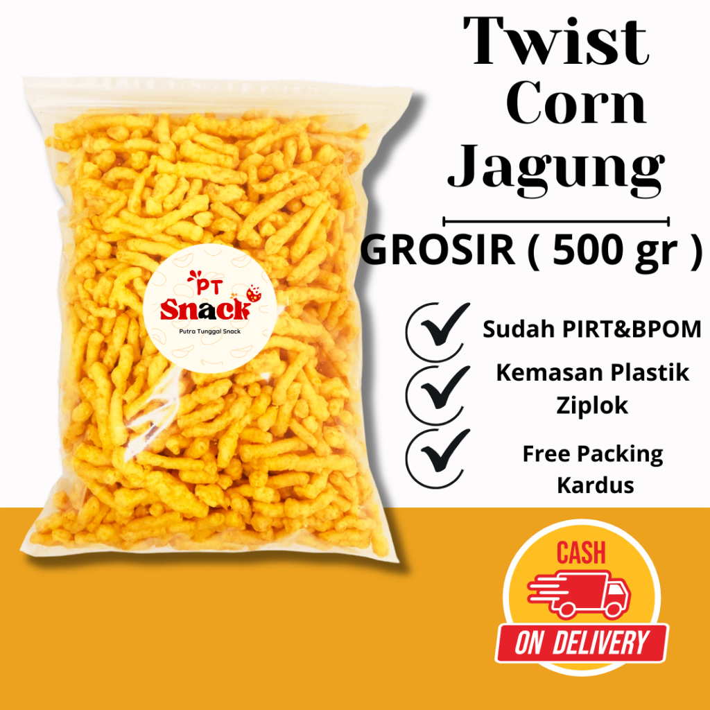 

[ PT SNACK ] Twist corn jagung 500 gr ciki komo aneka cemilan kiloan