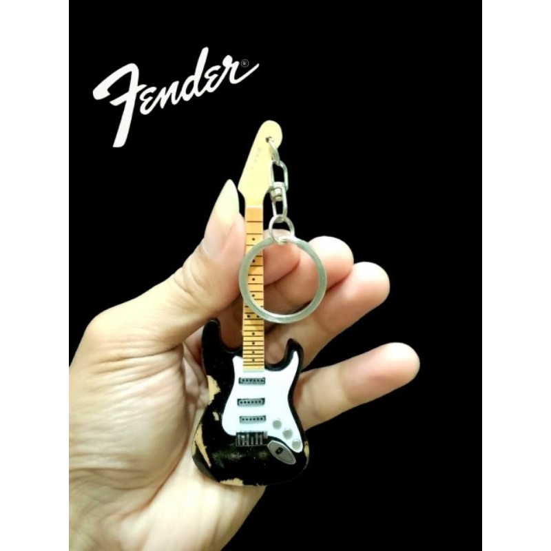 Gantungan Kunci Gitar Fender Stratocaster Black Relic
