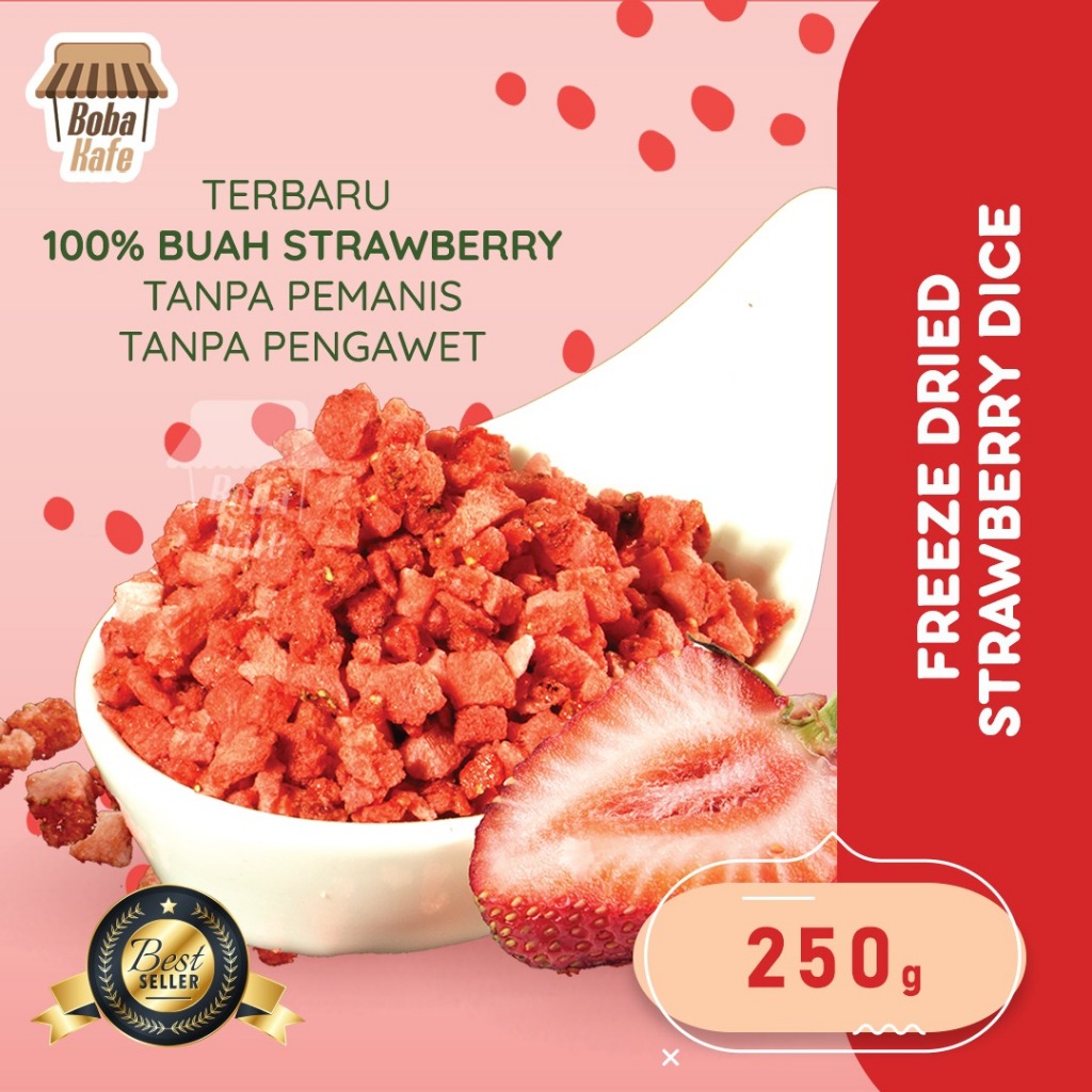 

FREEZE DRIED STRAWBERRY DICE @250gr - Buah Kering Strawberry Asli Bentuk Kubus Kecil