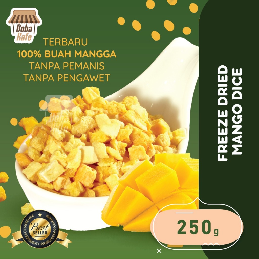 

FREEZE DRIED MANGO DICE @250gr - Buah Kering Mangga Asli Bentuk Kubus Kecil