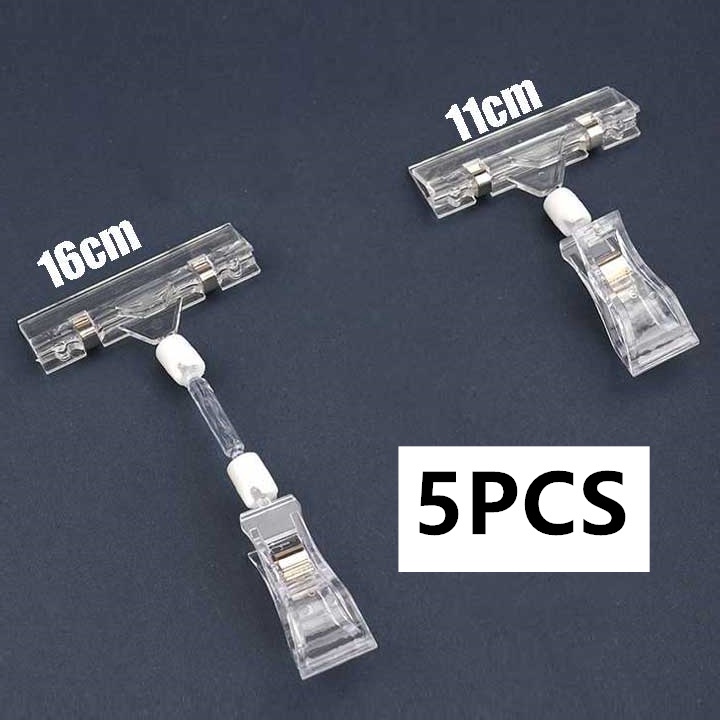 

➦➮✶✺ 5PCS jepitan promo Penjepit Label Papan Tag Hanger Transparan 11cm