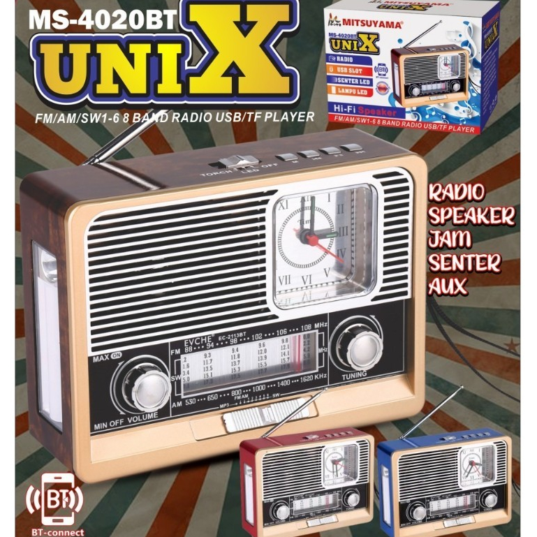 RADIO MITSUYAMA UNIX RADIO SPEAKER BLUETOOTH SENTER EMERGENCY & JAM MS-4020BT uniX WOOFER