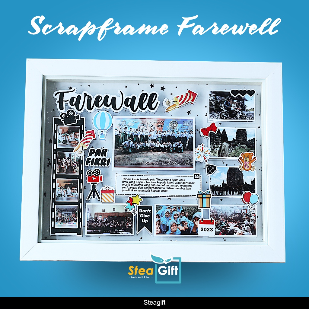 SCRAPFRAME Pop Up 3D Tema Perpisahan Farewell Guru Student - Frame Figura Box Ukuran 20x20 20x25 21x