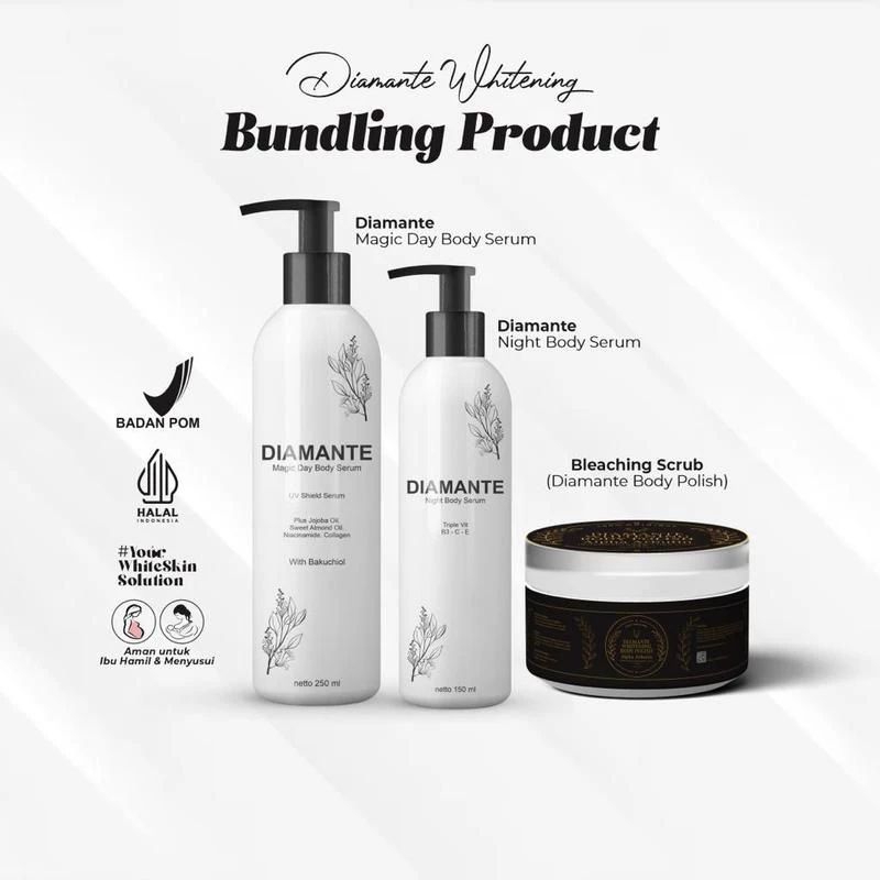 Ready Stok BUNDLING 3 Day/Night/ Bleaching scrub Product Diamante Whitening
