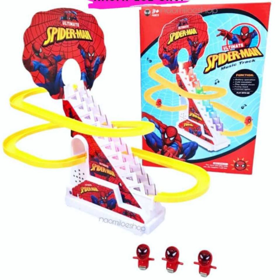 Terkini Mainan track seluncuran spiderman track tangga