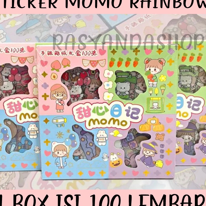 

Ready Stock Sticker Momo Rainbow Pelangi Mix 4 warna Original Isi 100 Pcs 1 Box