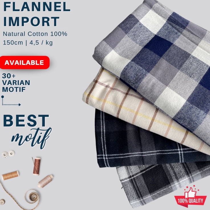 Kain Katun Flanel Kemeja/Kemeja Import