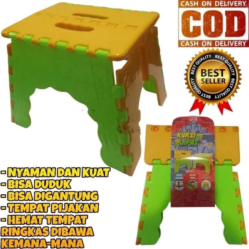 [MD] KURSI LIPAT ANAK KARAKTER / BANGKU PLASTIK KECIL FOLDABLE / TEMPAT DUDUK BELAJAR BERMAIN