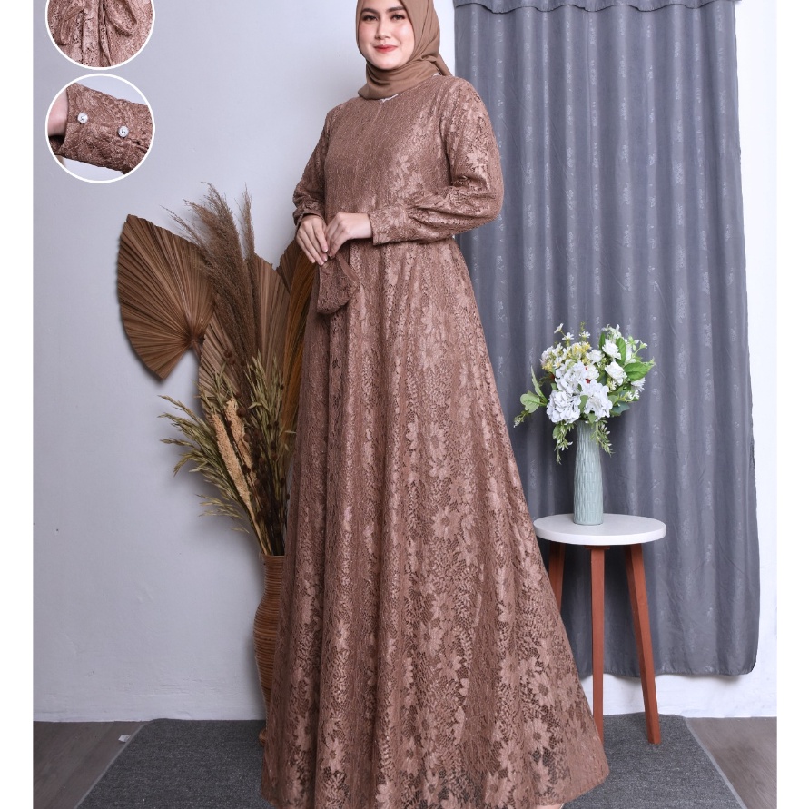 Terkini Gamis Wanita Jumbo Burkat Busui-Dress Kondangan Cewek Kekinian-Pakaian Pesta Wanita Dewasa-G