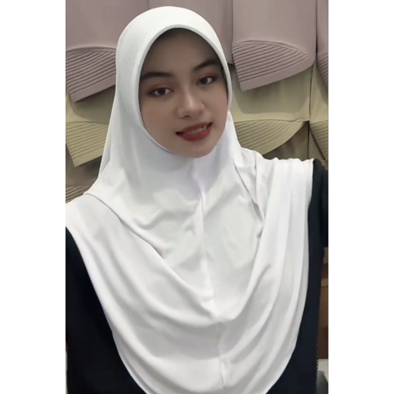 Kerudung Bergo Sport Pet Tebal Glossy Size L