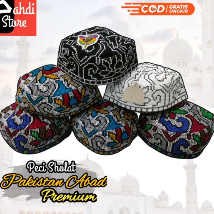 Promo Peci Kopiah Pakistan Abad Motiv full bordil /Kopiah anak muda /Kopiah dewasa /Kopiah Rajut /So