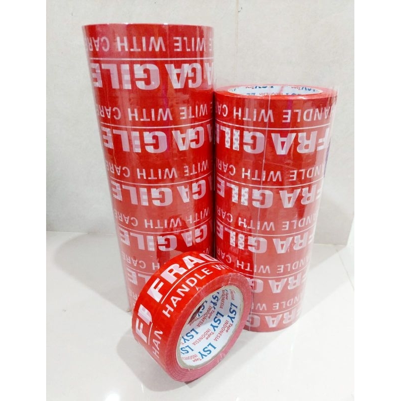 

lakban FRAGILE 100Y 48mm isolasi lakban merah fragile jangan di banting