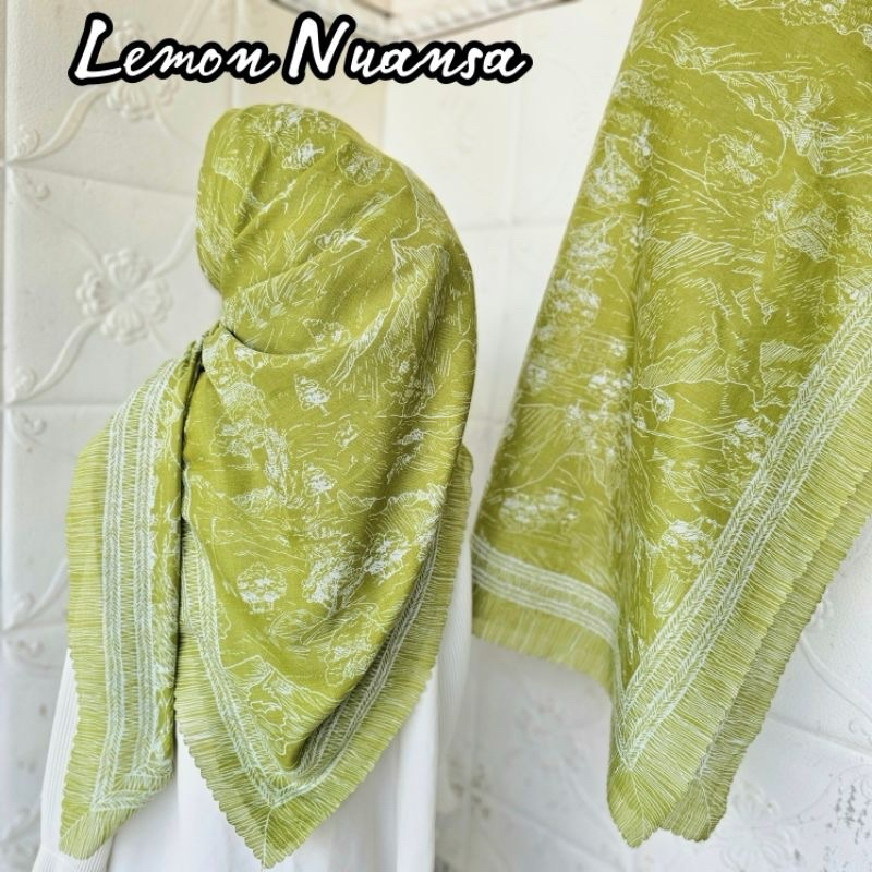 Hijab Voal Motif Premium Lemon / Hijab Voal Segi Empat / Jilbab Motif Segi Empat Lime Lemon/Hijab Hi