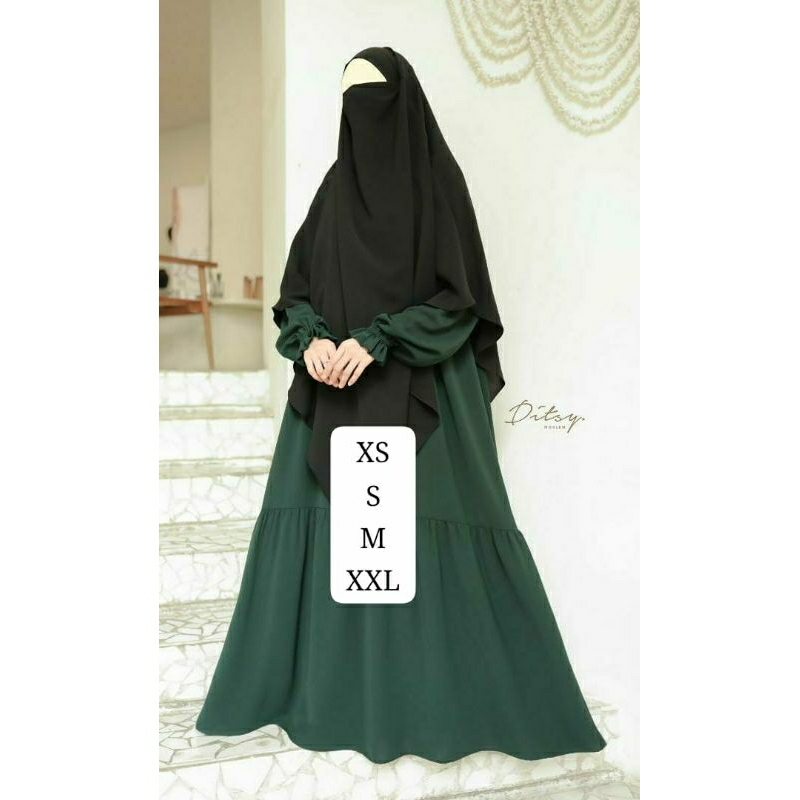 DITSY MOSLEM ♡ LELIA DARK EMERALD SIZE S WITH BORDIR DITSY
