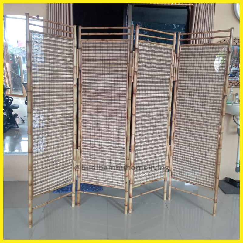 Partisi Sketsel Bambu 4 pintu Slintru Bambu 2meter
