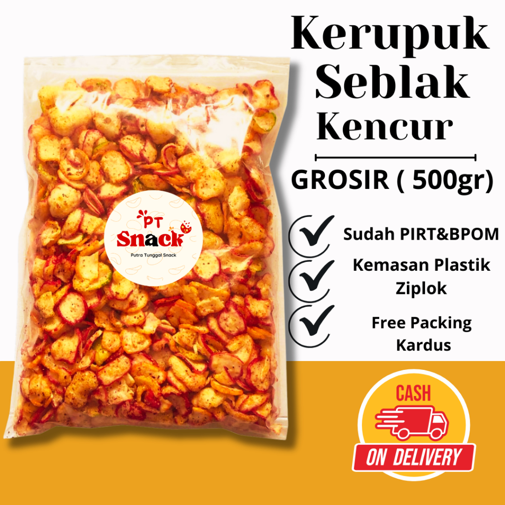 

[ PT SNACK ] Kerupuk seblak kencur grosir tangan pertamna 500 gr aneka cemilan kerupuk pedas