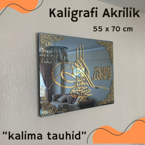 PROMO KALIGRAFI AKRILIK Kaligrafi Tauhid Kaca Seni Dinding Islam Kaligrafi Arab Modern Kalima Pertam