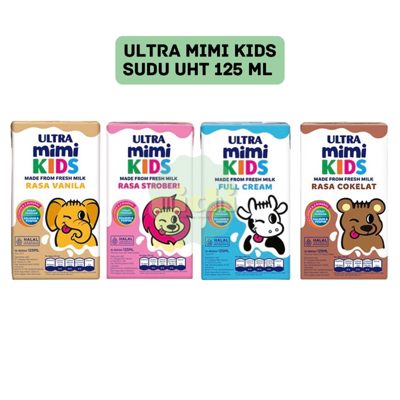 

UHT Ultra Mimi Kids Ultra Milk - Full Cream 125ml Susu Kotak Strawberry Vanilla Coklat