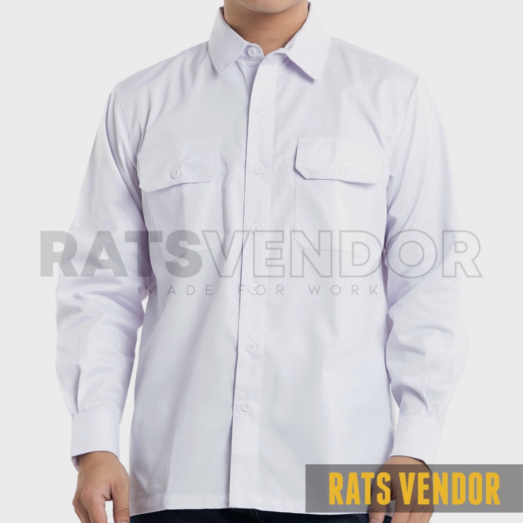 Kemeja PDH / Dinas / Harian / Kerja Lapangan Ratsvendor Lengan Panjang Warna Putih