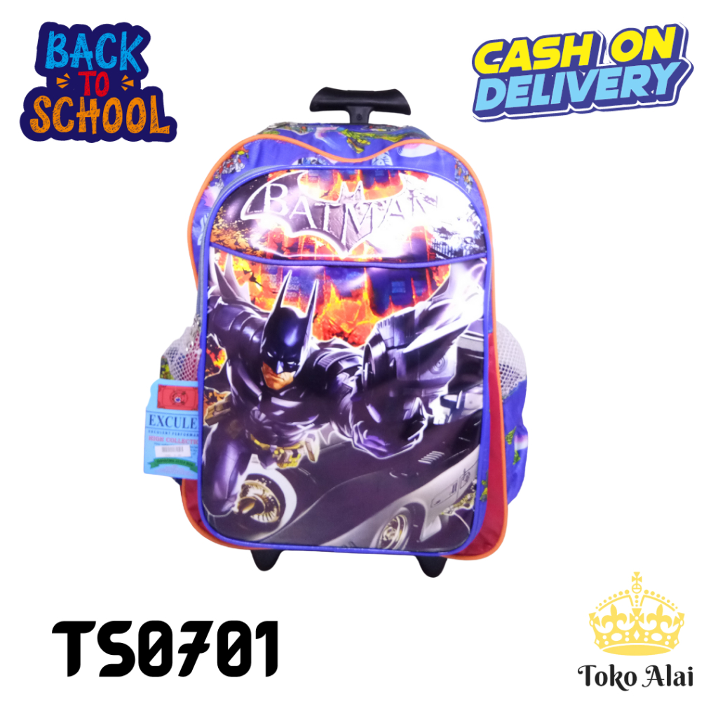 Tas Trolley Anak Laki Laki Sekolah TK / PG KARAKTER BATMAN TS0701