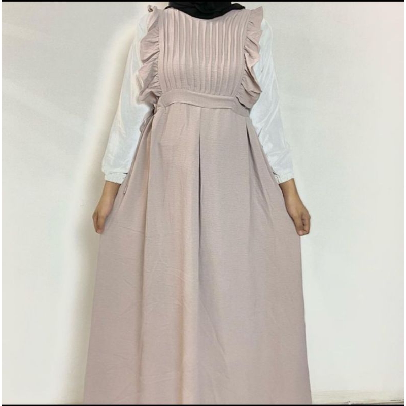 Baju Gamis Ruffle Plisket Tali Pinggang Samping Kanan dan Kiri (1484)